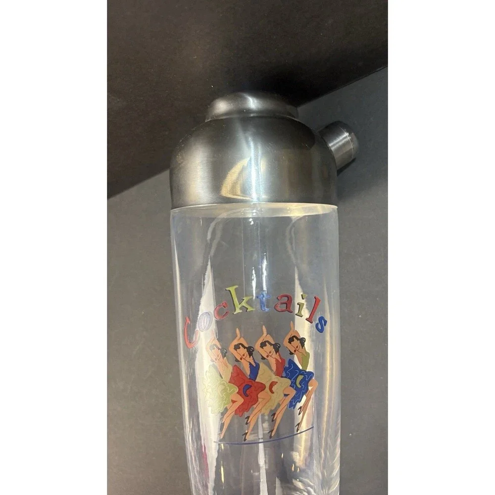 Cocktail Shaker Can Can Dancers with Chrome Top Art Deco Vintage Style